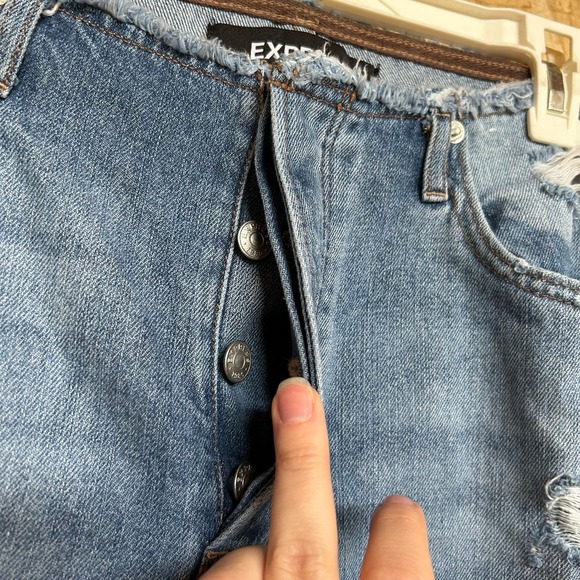 Express Women’s Jeans Size 6 Straight Ankle High Rise Distressed Denim Blue - Picture 4 of 15